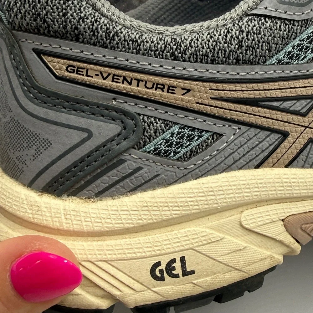 Asics Gel-Venture 7 Size‎ 7 Grey Rose Gold Trail Running Shoes Athleisure